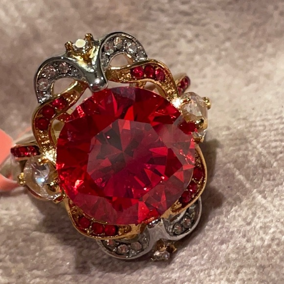 Chunky Orange Diamond Statement Ring Size 6.5 NWTS - Picture 6 of 14